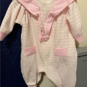 Vintage Mine Alone Pink Striped One Piece Size 6/9 Months.
